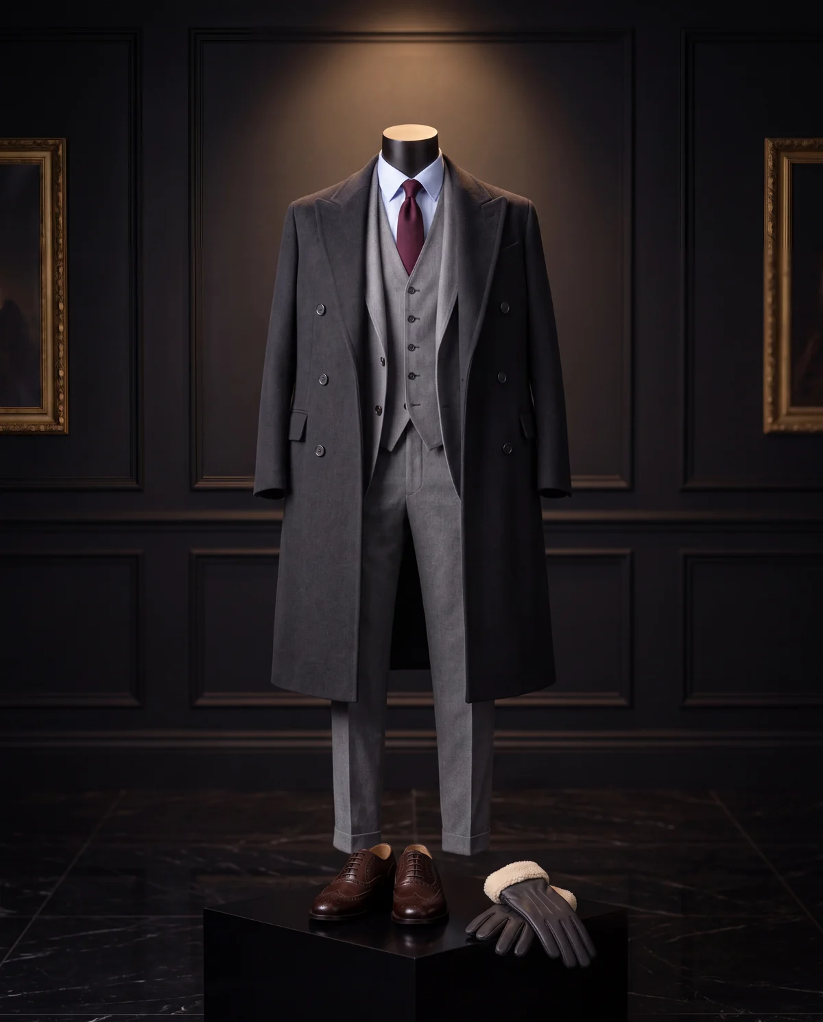 The Winter Evening: the complete outfit on a mannequin
